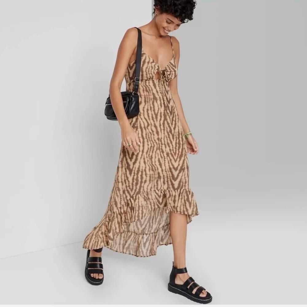 NWT Wild Fable Brown Animal-Print Maxi Dress